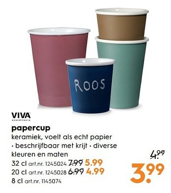 Aanbiedingen Papercup - Viva - Geldig van 15/04/2017 tot 26/04/2017 bij Blokker