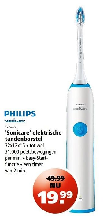 Aanbiedingen `sonicare` elektrische tandenborstel - Philips - Geldig van 13/04/2017 tot 26/04/2017 bij Marskramer