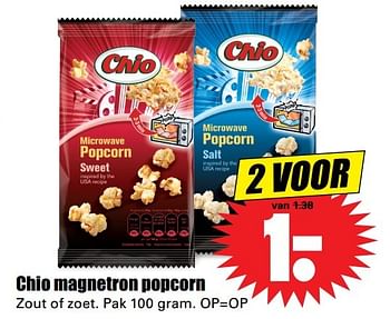 Aanbiedingen Chio magnetron popcorn - Chio - Geldig van 23/04/2017 tot 29/04/2017 bij Lekker Doen