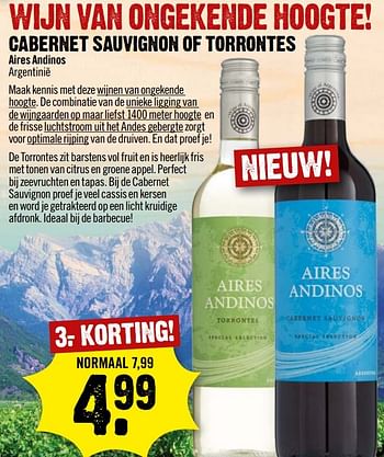 Aanbiedingen Cabernet sauvignon of torrontes - Witte wijnen - Geldig van 23/04/2017 tot 29/04/2017 bij Dirk III
