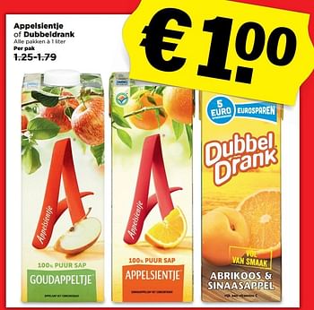 Aanbiedingen Appelsientje of dubbeldrank - Appelsientje - Geldig van 23/04/2017 tot 29/04/2017 bij Plus