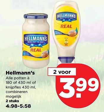 Aanbiedingen Hellmann`s alle potten of knijpfles , combineren mogelijk - Hellman's - Geldig van 23/04/2017 tot 29/04/2017 bij Plus