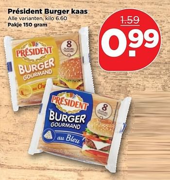 Aanbiedingen Président burger kaas - Président - Geldig van 23/04/2017 tot 29/04/2017 bij Plus