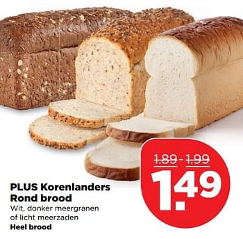 Aanbiedingen Plus korenlanders rond brood - Huismerk - Plus - Geldig van 23/04/2017 tot 29/04/2017 bij Plus