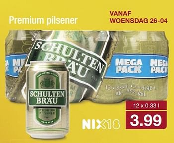 Aanbiedingen Premium pilsener - Schulten Brau - Geldig van 24/04/2017 tot 29/04/2017 bij Aldi