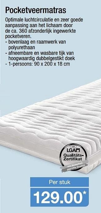 Aanbiedingen Pocketveermatras - Huismerk - Aldi - Geldig van 24/04/2017 tot 29/04/2017 bij Aldi