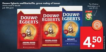 Aanbiedingen Douwe egberts snelfilterkoffie, grove maling of bonen aroma rood of décafé - Douwe Egberts - Geldig van 23/04/2017 tot 29/04/2017 bij Deen Supermarkten
