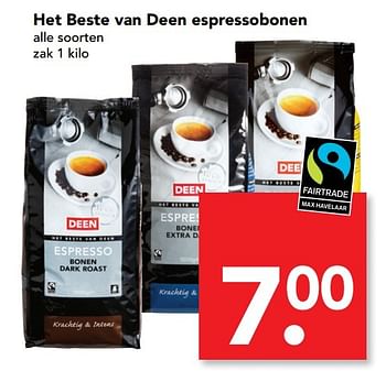 Aanbiedingen Het beste van deen espressobonen - Huismerk deen supermarkt - Geldig van 23/04/2017 tot 29/04/2017 bij Deen Supermarkten