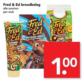 Aanbiedingen Fred + ed broodbeleg - Fred &amp; Ed - Geldig van 23/04/2017 tot 29/04/2017 bij Deen Supermarkten