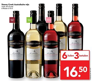 Aanbiedingen Stoney creek australische wijn - Rode wijnen - Geldig van 23/04/2017 tot 29/04/2017 bij Deen Supermarkten