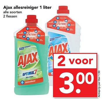 Aanbiedingen Ajax allesreiniger 1 liter - Ajax - Geldig van 23/04/2017 tot 29/04/2017 bij Deen Supermarkten