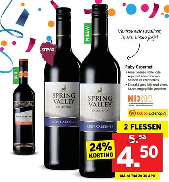 Aanbiedingen Ruby cabernet - Rode wijnen - Geldig van 24/04/2017 tot 29/04/2017 bij Lidl