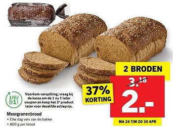 Aanbiedingen Meergranenbrood - Huismerk - Lidl - Geldig van 24/04/2017 tot 29/04/2017 bij Lidl
