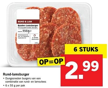 Aanbiedingen Rund-lamsburger - Huismerk - Lidl - Geldig van 24/04/2017 tot 29/04/2017 bij Lidl