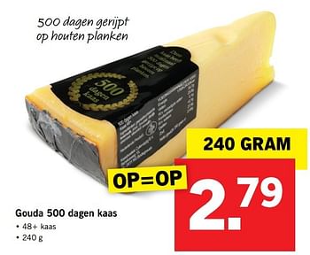 Aanbiedingen Gouda 500 dagen kaas - Huismerk - Lidl - Geldig van 24/04/2017 tot 29/04/2017 bij Lidl
