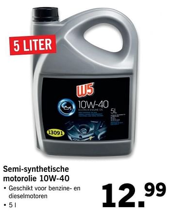 Aanbiedingen Semi-synthetische motorolie 10w-40 - W5 - Geldig van 24/04/2017 tot 29/04/2017 bij Lidl