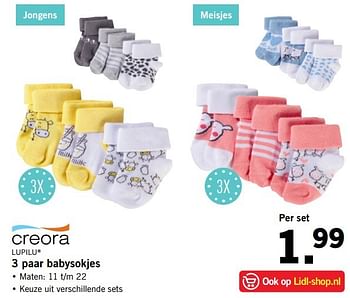 Aanbiedingen 3 paar babysokjes - Lupilu - Geldig van 24/04/2017 tot 29/04/2017 bij Lidl