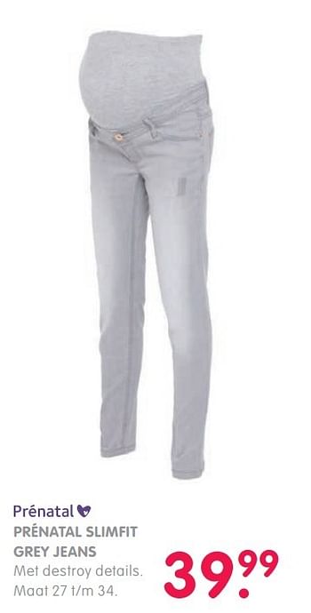 Aanbiedingen Prénatal slimfit grey jeans - Huismerk - Prenatal - Geldig van 04/04/2017 tot 30/04/2017 bij Prenatal