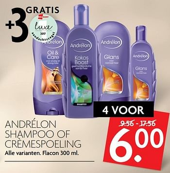 Aanbiedingen Andrélon shampoo of crèmespoeling - Andrelon - Geldig van 23/04/2017 tot 29/04/2017 bij Deka Markt