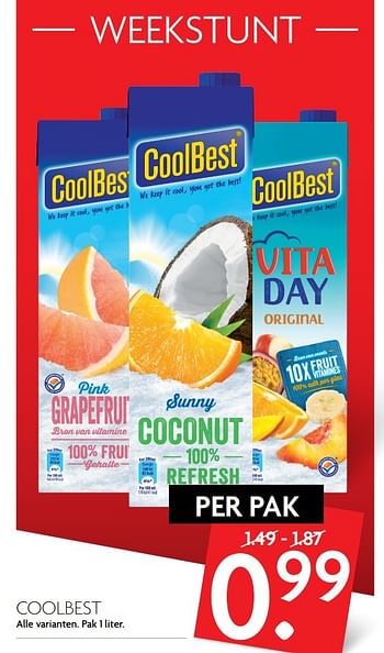 Aanbiedingen Coolbest alle varianten. - Coolbest - Geldig van 23/04/2017 tot 29/04/2017 bij Deka Markt