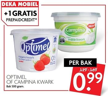 Aanbiedingen Optimel of campina kwark - Campina - Geldig van 23/04/2017 tot 29/04/2017 bij Deka Markt