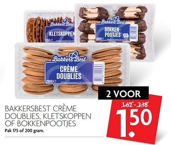 Aanbiedingen Bakkersbest crème doublies, kletskoppen of bokkenpootjes - BakkersBest - Geldig van 23/04/2017 tot 29/04/2017 bij Deka Markt