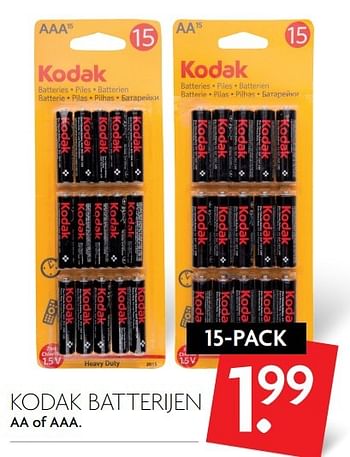 Aanbiedingen Kodak batterijen aa of aaa. - Kodak - Geldig van 23/04/2017 tot 29/04/2017 bij Deka Markt