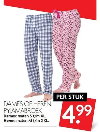 Aanbiedingen Dames of heren pyjamabroek - Huismerk - Deka Markt - Geldig van 23/04/2017 tot 29/04/2017 bij Deka Markt