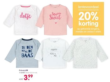 Aanbiedingen T-shirt - Huismerk - Prenatal - Geldig van 04/04/2017 tot 30/04/2017 bij Prenatal