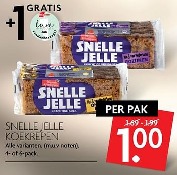 Aanbiedingen Snelle jelle koekrepen alle varianten - Snelle Jelle - Geldig van 23/04/2017 tot 29/04/2017 bij Deka Markt