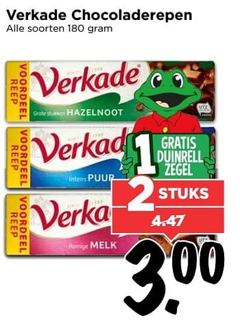 Aanbiedingen Verkade chocoladerepen - Verkade - Geldig van 23/04/2017 tot 29/04/2017 bij Vomar