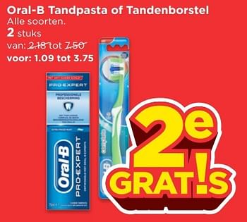 Aanbiedingen Oral-b tandpasta of tandenborstel - Oral-B - Geldig van 23/04/2017 tot 29/04/2017 bij Vomar