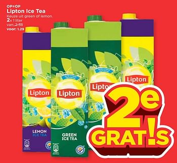 Aanbiedingen Lipton ice tea keuze uit green of lemon - Lipton - Geldig van 23/04/2017 tot 29/04/2017 bij Vomar