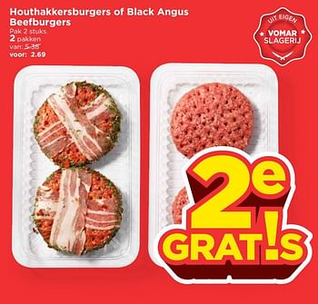 Aanbiedingen Houthakkersburgers of black angus beefburgers - Huismerk Vomar - Geldig van 23/04/2017 tot 29/04/2017 bij Vomar