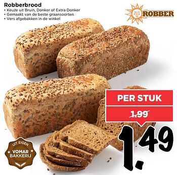 Aanbiedingen Robberbrood - Huismerk Vomar - Geldig van 23/04/2017 tot 29/04/2017 bij Vomar