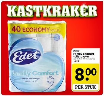 Aanbiedingen Edet family comfort toiletpapier - Edet - Geldig van 24/04/2017 tot 29/04/2017 bij Em-té