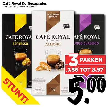 Aanbiedingen Café royal koffiecapsules - CafÃ© Royal  - Geldig van 23/04/2017 tot 29/04/2017 bij Vomar