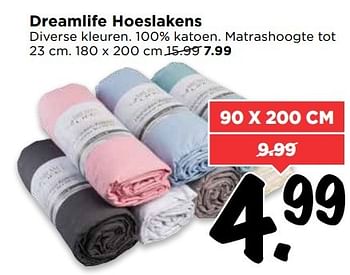 Aanbiedingen Dreamlife hoeslakens - Dreamlife - Geldig van 23/04/2017 tot 29/04/2017 bij Vomar