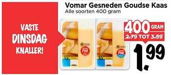 Aanbiedingen Vomar gesneden goudse kaas - Huismerk Vomar - Geldig van 23/04/2017 tot 29/04/2017 bij Vomar