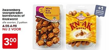 Aanbiedingen Zwanenberg voorgebraden borrelsnacks of knakworst - Zwanenberg - Geldig van 24/04/2017 tot 29/04/2017 bij Em-té