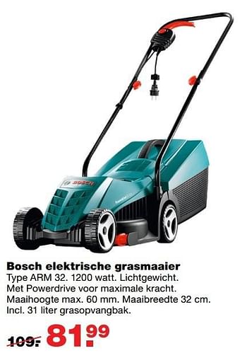 Aanbiedingen Bosch elektrische grasmaaier arm 32 - Bosch - Geldig van 24/04/2017 tot 30/04/2017 bij Praxis