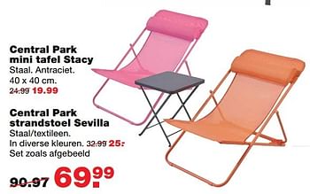 Aanbiedingen Central park mini tafel stacy en strandstoel sevilla - Central Park - Geldig van 24/04/2017 tot 30/04/2017 bij Praxis