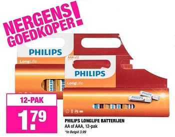 Aanbiedingen Philips longlife batterijen - Philips - Geldig van 24/04/2017 tot 30/04/2017 bij Big Bazar