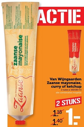 Aanbiedingen Van wijngaarden zaanse mayonaise, curry of ketchup - Van Wijngaarden - Geldig van 24/04/2017 tot 30/04/2017 bij Coop
