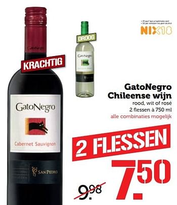 Aanbiedingen Gatonegro chileense wijn - Rode wijnen - Geldig van 24/04/2017 tot 30/04/2017 bij Coop