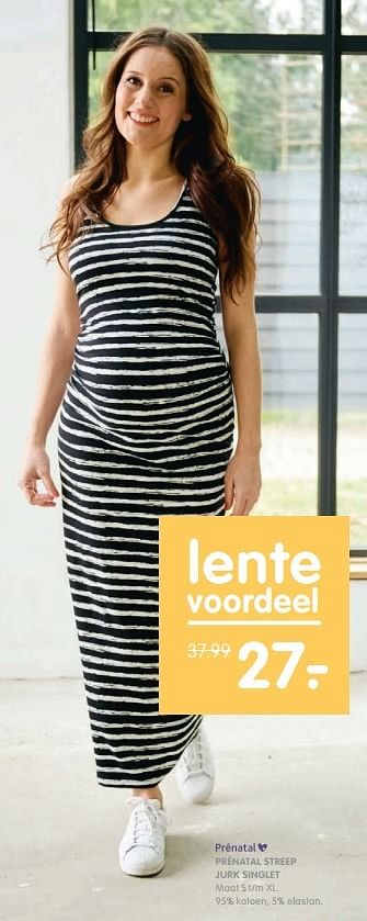 Aanbiedingen Prénatal streep jurk singlet - Huismerk - Prenatal - Geldig van 13/04/2017 tot 30/04/2017 bij Prenatal