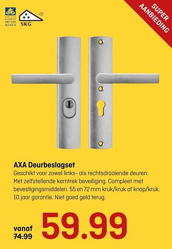 Aanbiedingen Axa deurbeslagset - Axa - Geldig van 17/04/2017 tot 30/04/2017 bij Hubo