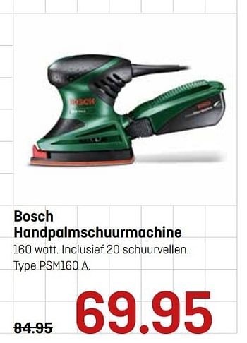 Aanbiedingen Bosch handpalmschuurmachine - Bosch - Geldig van 17/04/2017 tot 30/04/2017 bij Hubo