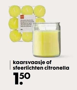 Aanbiedingen Kaarsvaasje of sfeerlichten citronella - Citronella - Geldig van 18/04/2017 tot 30/04/2017 bij Hema