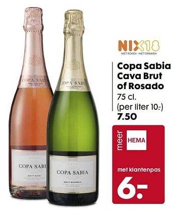 Aanbiedingen Copa sabia cava brut of rosado - Schuimwijnen - Geldig van 18/04/2017 tot 30/04/2017 bij Hema